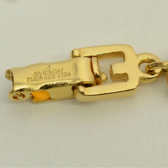 Authentic Givenchy Gold Bracelet with Gold Rhinestone G Logo Charm - Picture 3 of 5